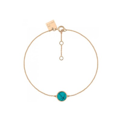 Bracelet Ginette NY MINI EVER DISC en or rose et turquoise