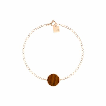 Bracelet Ginette NY EVER DISC en or rose et oeil de tigre