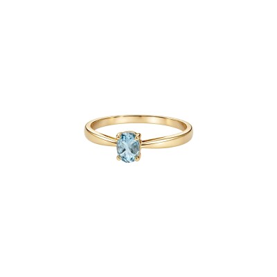 Bague Gringoire Joaillerie en or jaune et topaze bleue