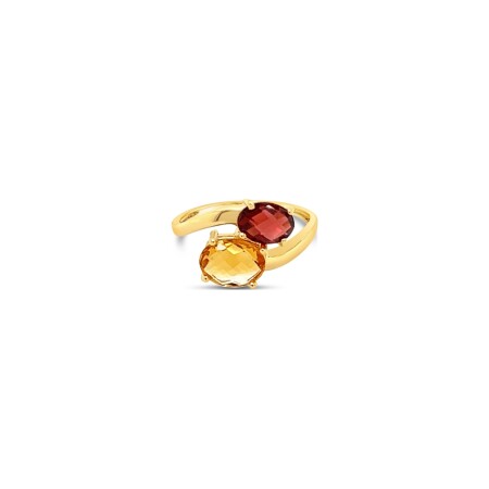 Bague Gringoire Joaillerie en or jaune, citrine et grenat