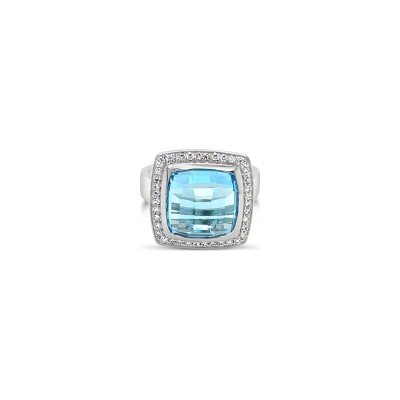 Bague Gringoire Joaillerie en or blanc, topaze bleue et diamants