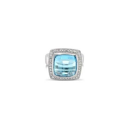 Bague Gringoire Joaillerie en or blanc, topaze bleue et diamants