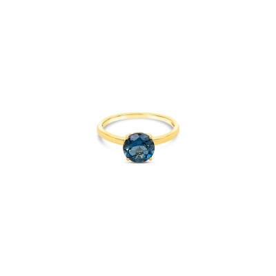 Bague Gringoire Joaillerie en or jaune et topaze bleu London