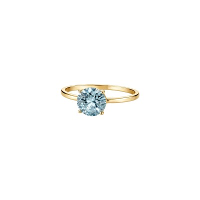 Bague Gringoire Joaillerie en or jaune et topaze bleue
