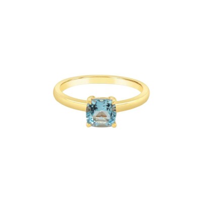 Bague Gringoire Joaillerie en or jaune et topaze bleue