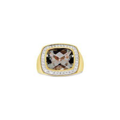Bague Gringoire Joaillerie en or jaune, quartz vert et diamants