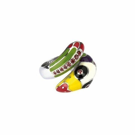 Bague Una Storia Toucan en argent laqué