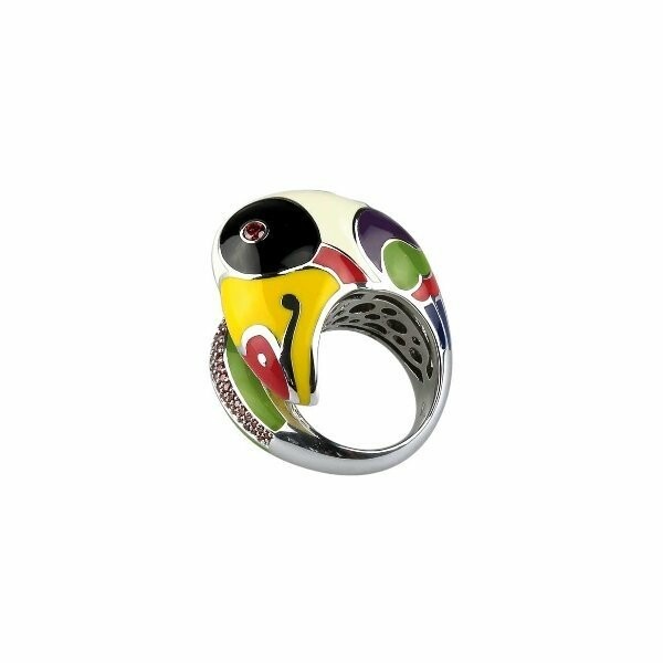 Bague Una Storia Toucan en argent laqué