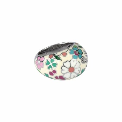 Bague Una Storia en argent, email et oxydes de zirconium