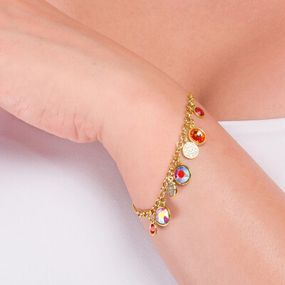 Bracelet Spark Sunny en argent plaqué or jaune et cristaux