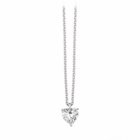 Collier BG Bruno Chaloupe en or blanc et diamant taillé en forme de coeur