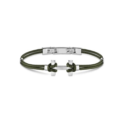 Bracelet Herbelin Amarrage en acier brossé et nylon kaki
