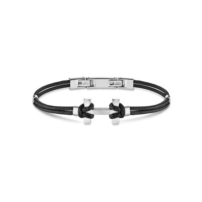 Bracelet Herbelin Amarrage en acier brossé et nylon noir