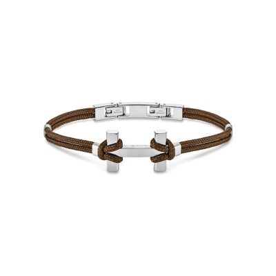 Bracelet Herbelin Amarrage en acier brossé et nylon brun clair
