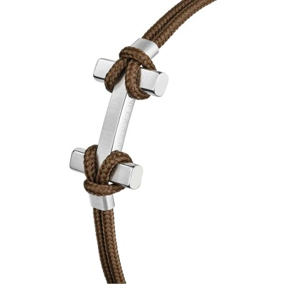 Bracelet Herbelin Amarrage en acier brossé et nylon brun clair