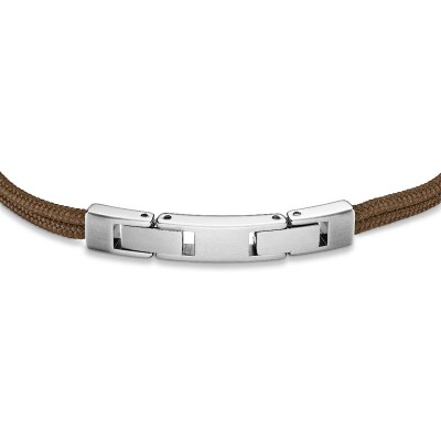 Bracelet Herbelin Amarrage en acier brossé et nylon brun clair
