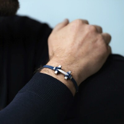 Bracelet Herbelin Amarrage en acier brossé et nylon bleu marine