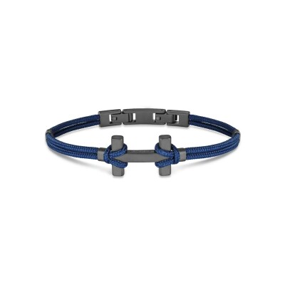 Bracelet Herbelin Amarrage en titane sablé et nylon bleu marine