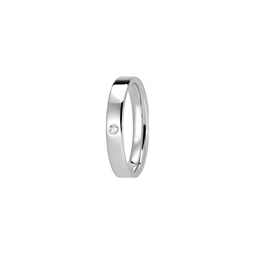 Ferret Ruban 4mm wedding band in palladium-coated white gold and diamond