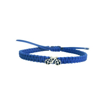 Bracelet en textile forme vélo en or blanc