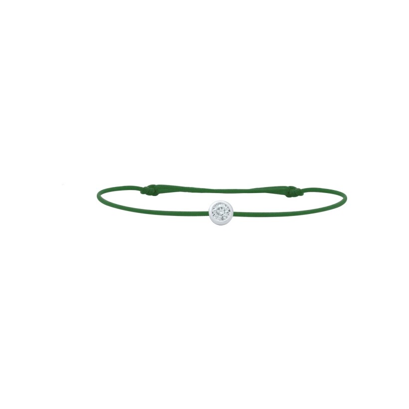 Bracelet Filles en or sur cordon vert et diamant