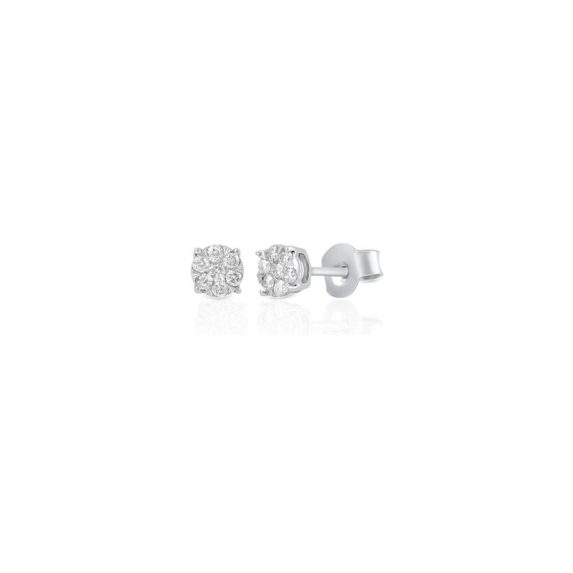 Boucles d'oreilles illusion en or blanc et diamants 0,26ct