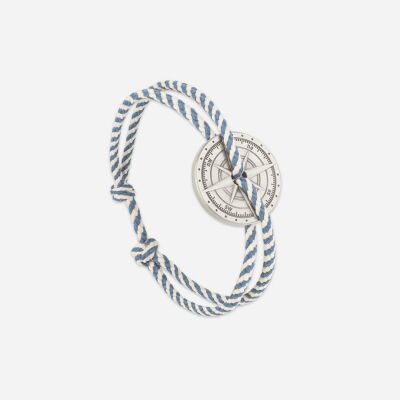 Bracelet sur cordon Le Vent à la Française Rose des vents en argent vieilli