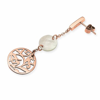 Boucles d'oreilles Pierre Lannier Eolia en acier doré, rose