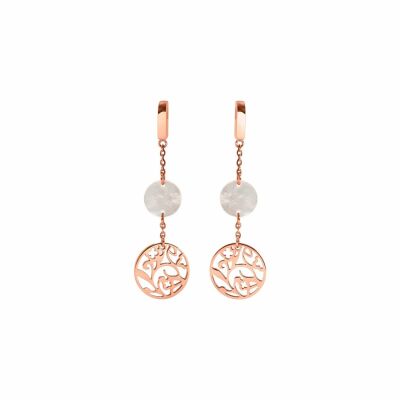 Boucles d'oreilles Pierre Lannier Eolia en acier doré, rose