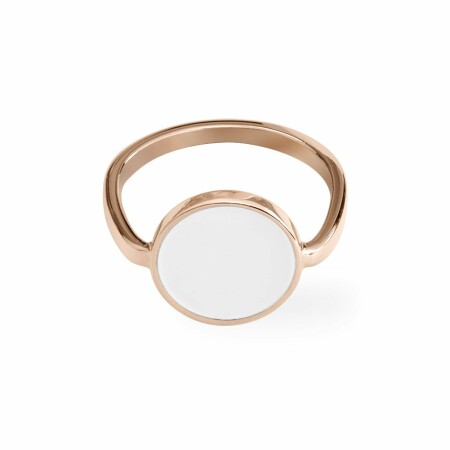 Bague Pierre Lannier Symphony en acier doré rose, blanc, taille 52