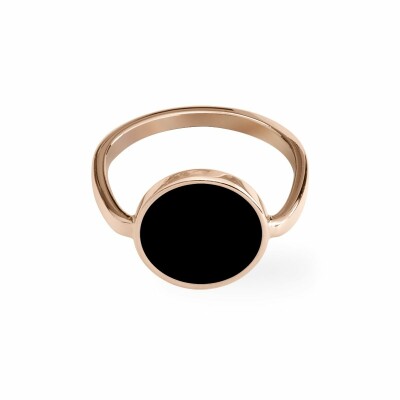 Bague Pierre Lannier Symphony en acier doré rose, noir, taille 52