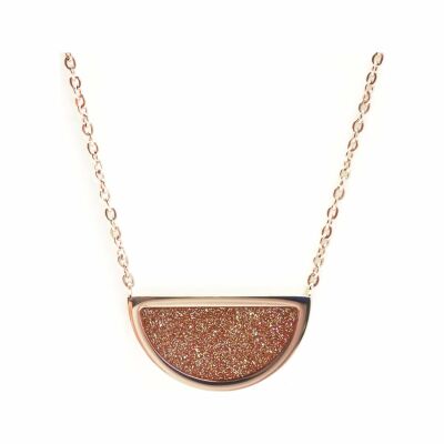 Collier Pierre Lannier Cristal en acier doré rose, rose