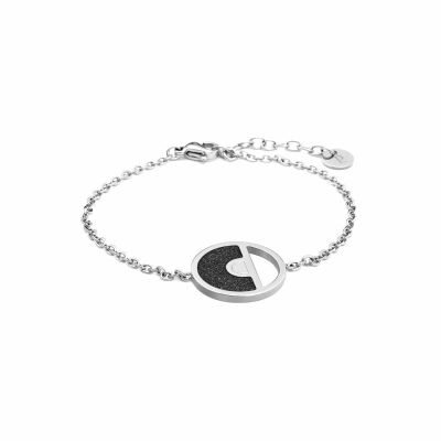 Bracelet Pierre Lannier Cristal en acier argenté, noir