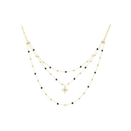 Collier Pierre Lannier Australe en acier doré et perles