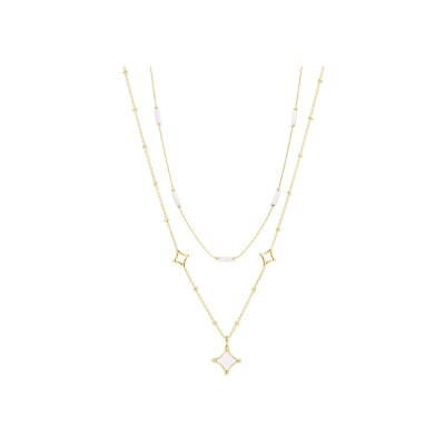 Collier Pierre Lannier Nebulia en acier doré et nacre