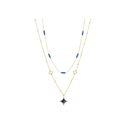 Collier Pierre Lannier Nebulia en acier doré et nacre