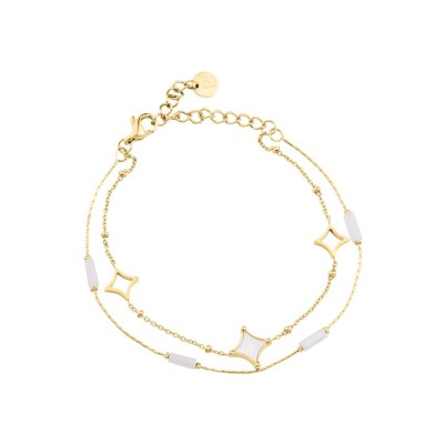Bracelet Pierre Lannier Nebulia en acier doré et nacre