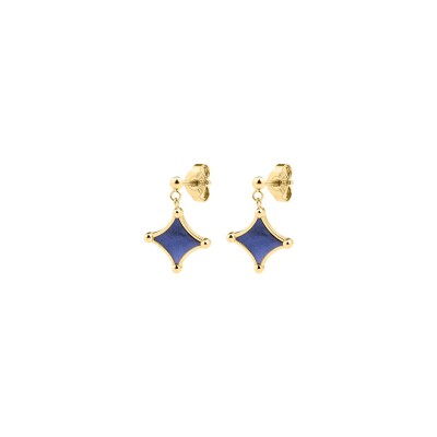 Boucles d'oreilles pendantes Pierre Lannier Nebulia en acier doré et nacre