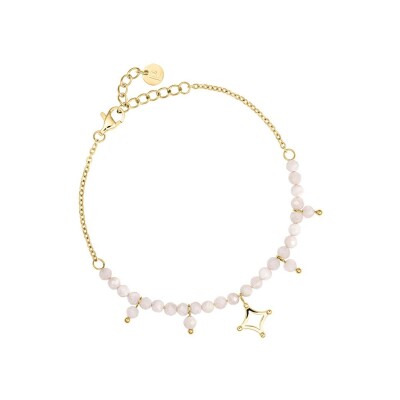 Bracelet Pierre Lannier Tessera en acier doré et perles blanches