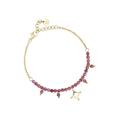 Bracelet Pierre Lannier Tessera en acier doré et perles roses