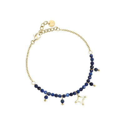 Bracelet Pierre Lannier Tessera en acier doré et perles bleues