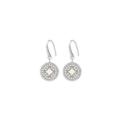 Boucles d'oreilles pendantes Pierre Lannier Tessera en acier et nacre