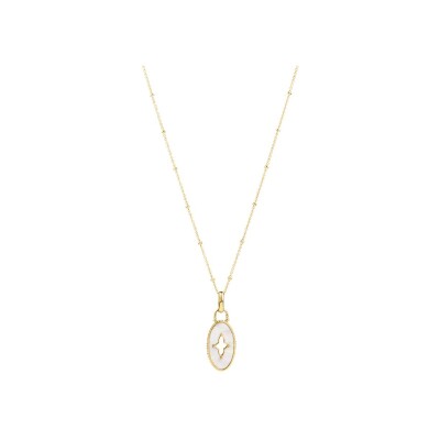 Collier Pierre Lannier Ovalia en acier doré et nacre