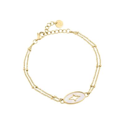 Bracelet Pierre Lannier Ovalia en acier doré et nacre
