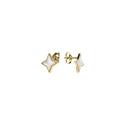 Boucles d'oreilles Pierre Lannier Astoria en acier doré et nacre