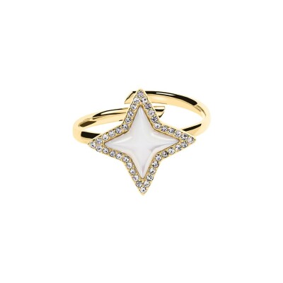 Bague Pierre Lannier Astoria en acier doré et nacre