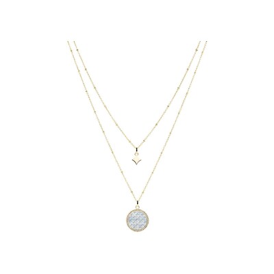 Collier Pierre Lannier Lunelia en acier doré et nacre