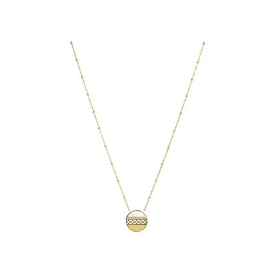 Collier Pierre Lannier Soline en acier doré et nacre blanche