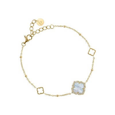 Bracelet Pierre Lannier Esperance en acier doré et nacre blanche