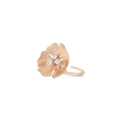 Bague Vever Ginkgo moyen modèle en or rose et diamants